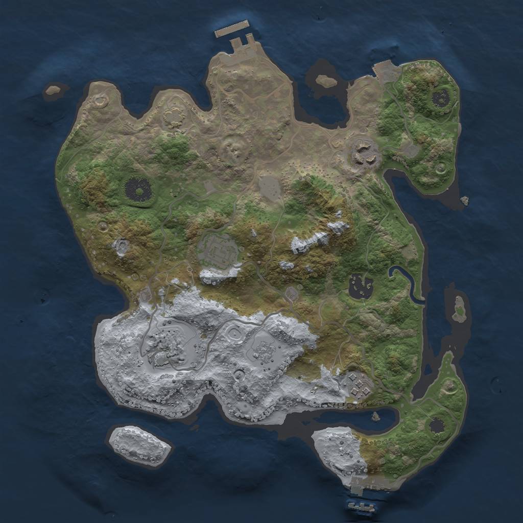 Rust Map: Procedural Map, Size: 3000, Seed: 32843, 12 Monuments