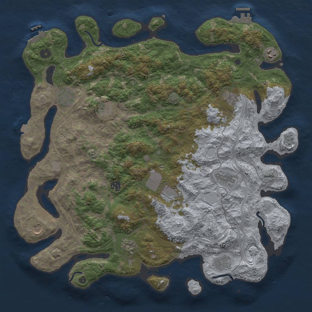 Rust Map: Procedural Map, Size: 4500, Seed: 406129152, 19 Monuments