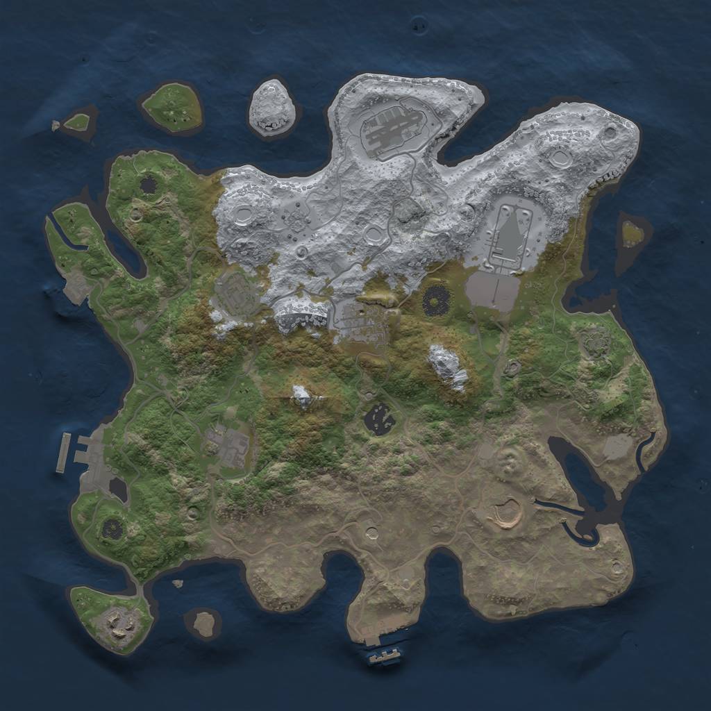 Rust Map: Procedural Map, Size: 3540, Seed: 59201, 16 Monuments