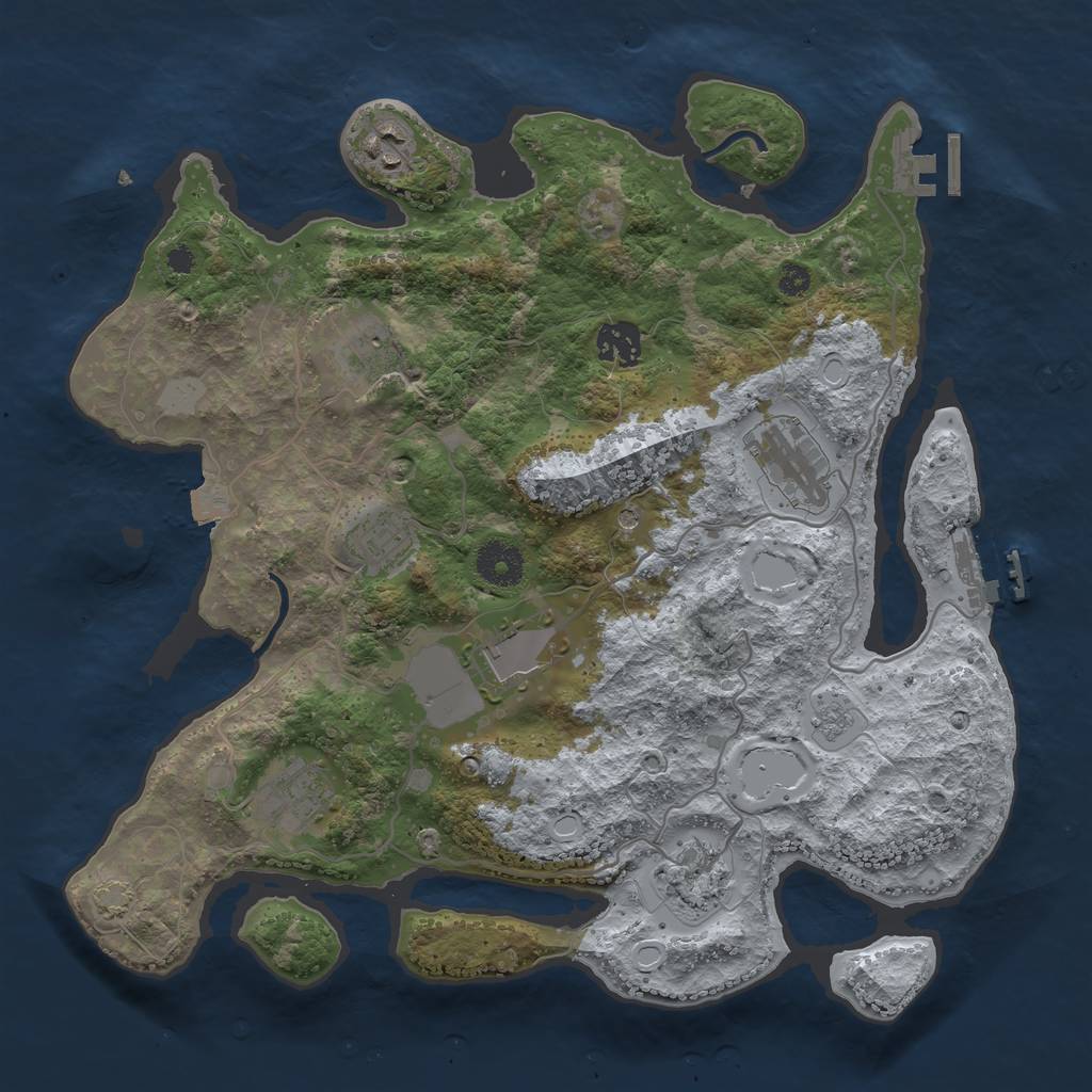 Rust Map: Procedural Map, Size: 3500, Seed: 342563568, 16 Monuments