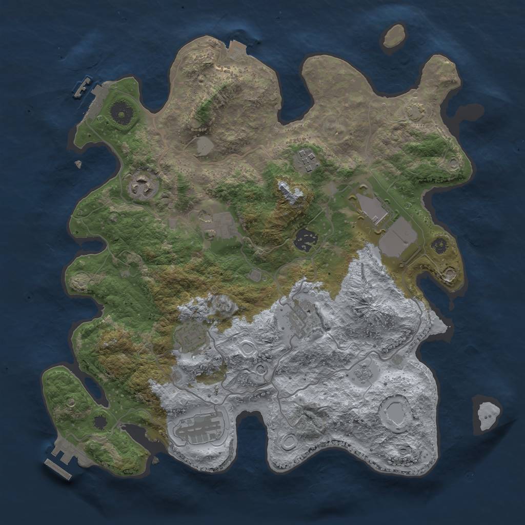 Rust Map: Procedural Map, Size: 3500, Seed: 34256, 16 Monuments