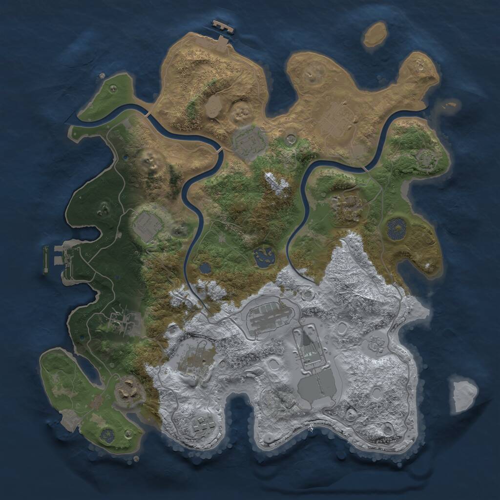 Rust Map: Procedural Map, Size: 3500, Seed: 34256, 18 Monuments