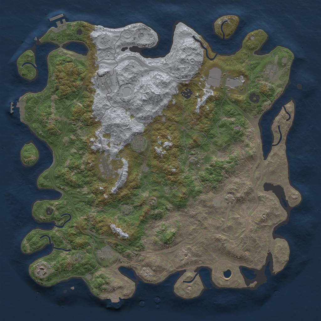 Rust Map: Procedural Map, Size: 4500, Seed: 92666, 19 Monuments