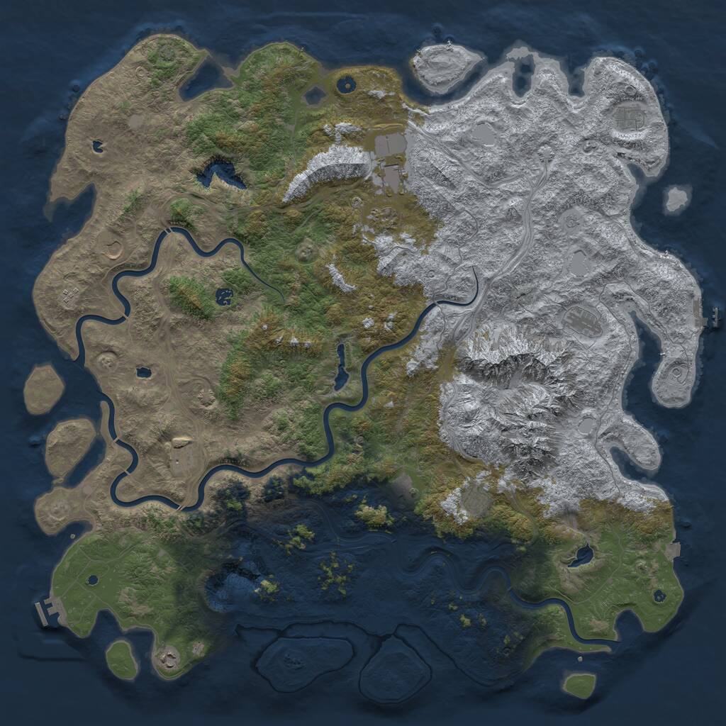Rust Map: Procedural Map, Size: 6000, Seed: 1241191, 17 Monuments