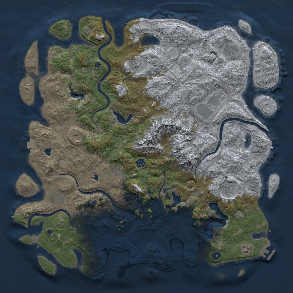 Rust Map: Procedural Map, Size: 5000, Seed: 1351120456, 16 Monuments