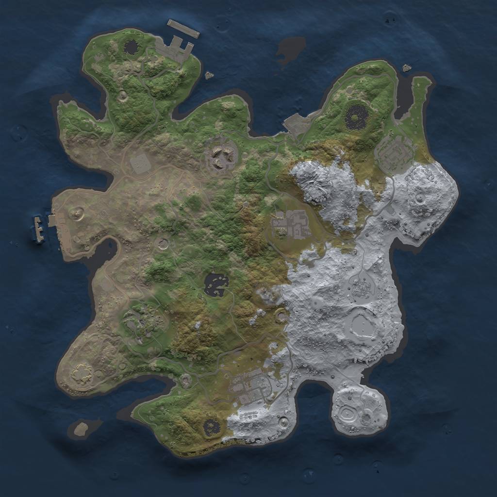 Rust Map: Procedural Map, Size: 3000, Seed: 1744368492, 14 Monuments