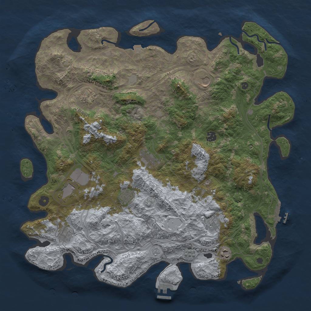 Rust Map: Procedural Map, Size: 4500, Seed: 2127170425, 18 Monuments