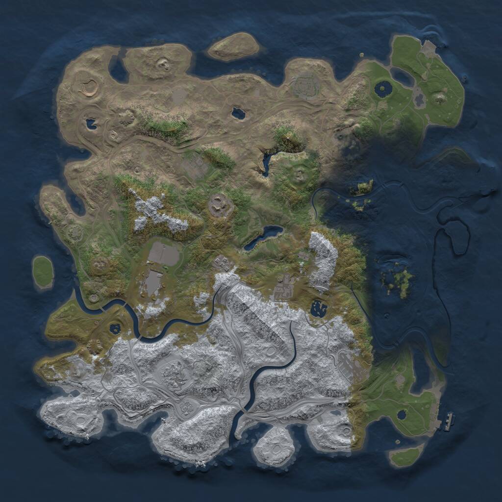 Rust Map: Procedural Map, Size: 4500, Seed: 2127170425, 17 Monuments