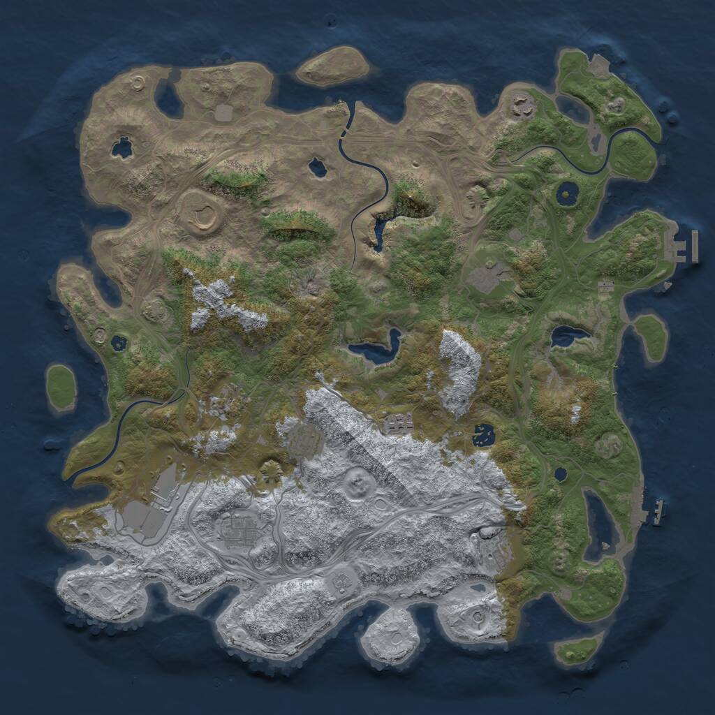 Rust Map: Procedural Map, Size: 4500, Seed: 2127170425, 16 Monuments