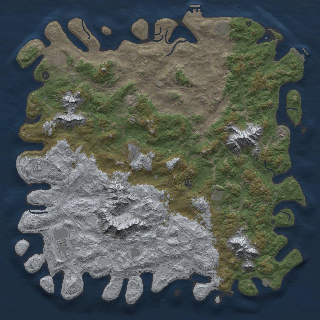 Rust Map: Procedural Map, Size: 6000, Seed: 786554, 19 Monuments