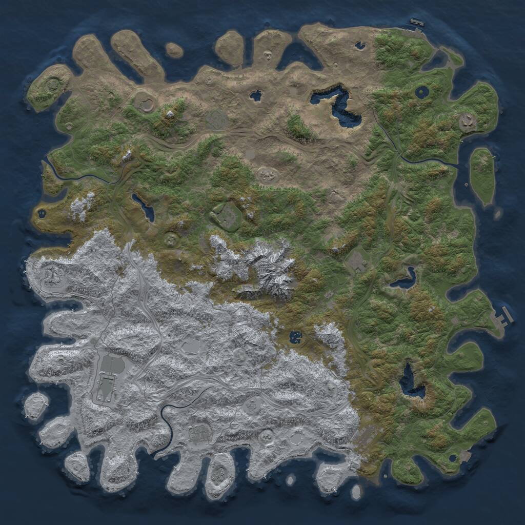 Rust Map: Procedural Map, Size: 6000, Seed: 786554, 17 Monuments
