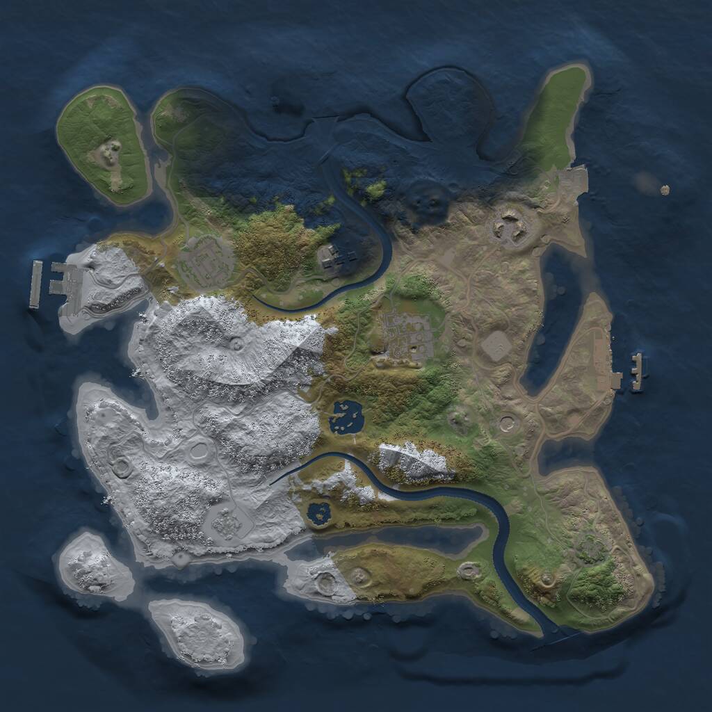 Rust Map: Procedural Map, Size: 3000, Seed: 1341895070, 11 Monuments