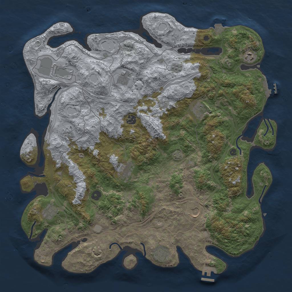 Rust Map: Procedural Map, Size: 4500, Seed: 777347631, 19 Monuments