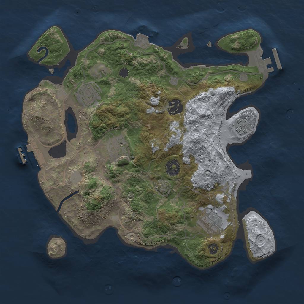 Rust Map: Procedural Map, Size: 2850, Seed: 80138, 11 Monuments