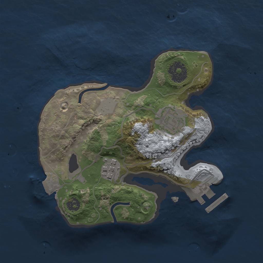 Rust Map: Procedural Map, Size: 2000, Seed: 1840075359, 6 Monuments