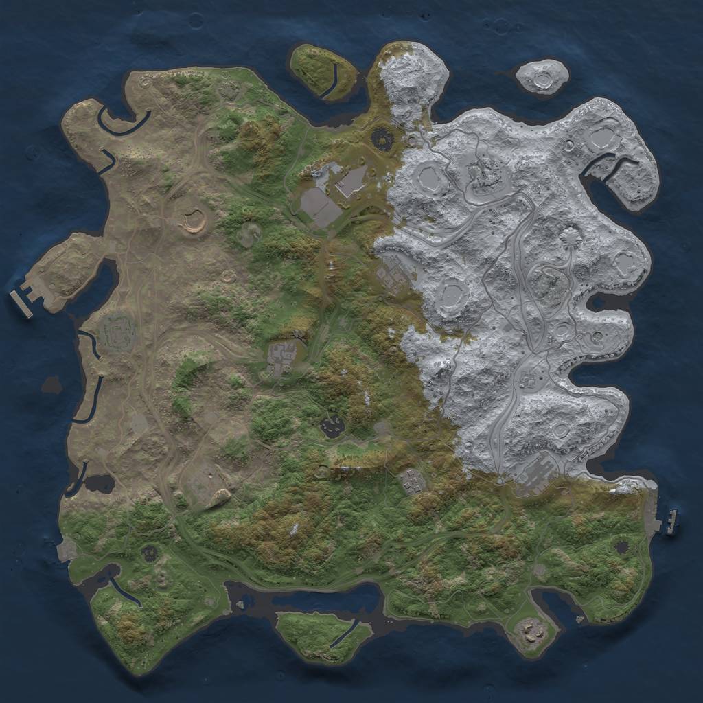 Rust Map: Procedural Map, Size: 4500, Seed: 1148874494, 19 Monuments