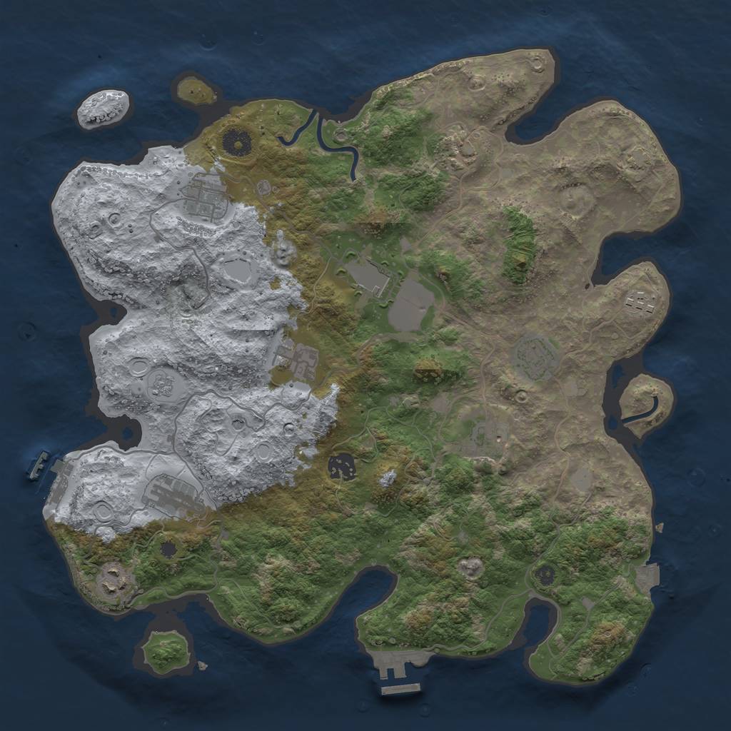 Rust Map: Procedural Map, Size: 3800, Seed: 568780713, 18 Monuments