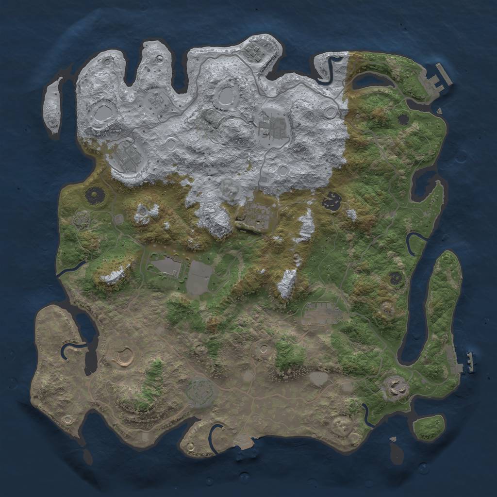 Rust Map: Procedural Map, Size: 4000, Seed: 592233, 18 Monuments