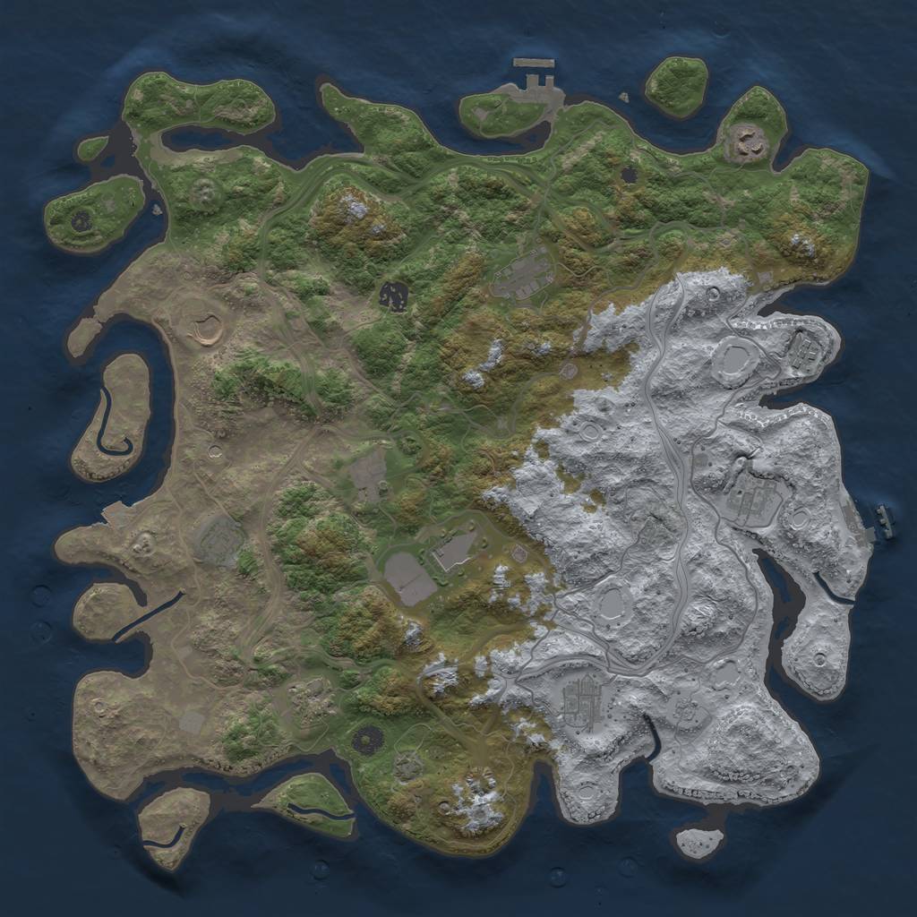 Rust Map: Procedural Map, Size: 4500, Seed: 50389518, 19 Monuments