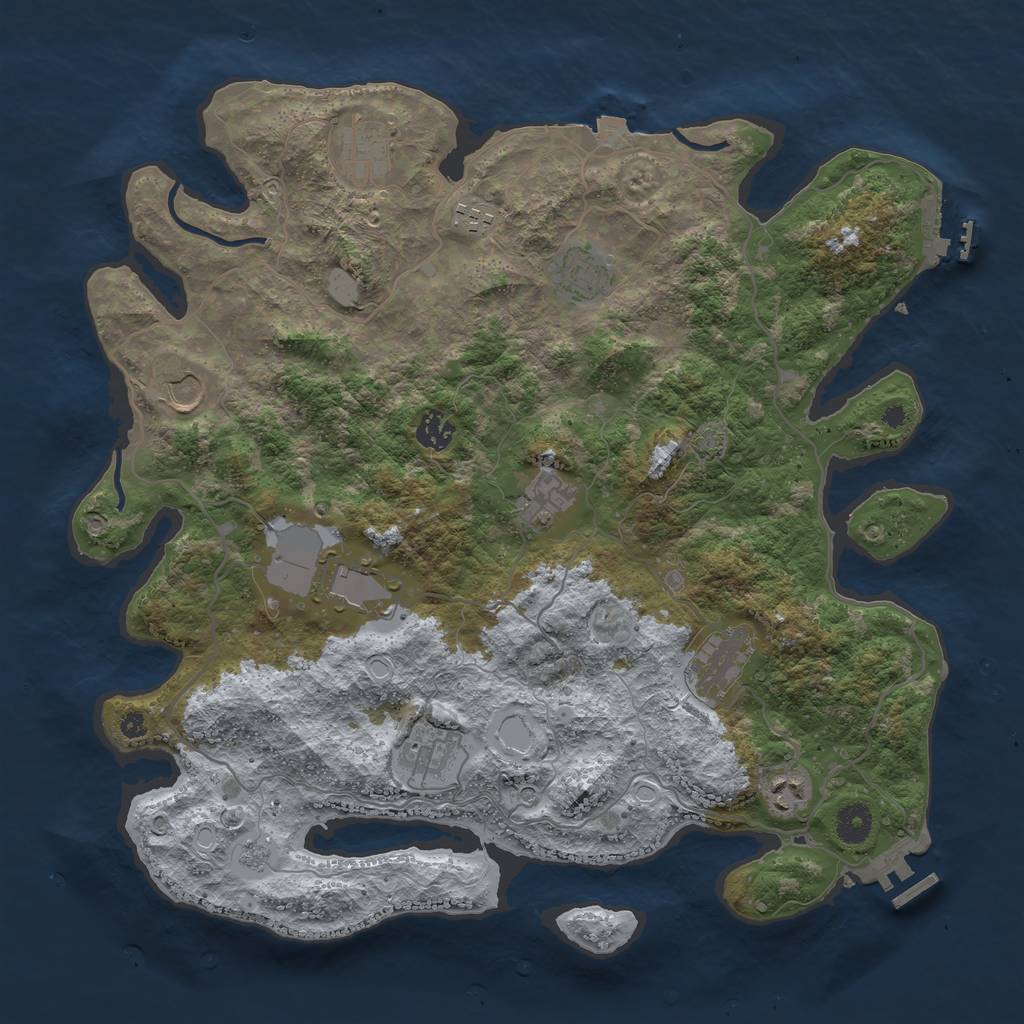 Rust Map: Procedural Map, Size: 4000, Seed: 6958372, 18 Monuments