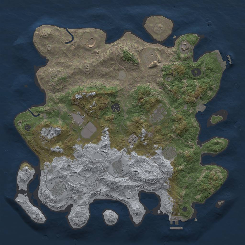 Rust Map: Procedural Map, Size: 4000, Seed: 985881, 19 Monuments