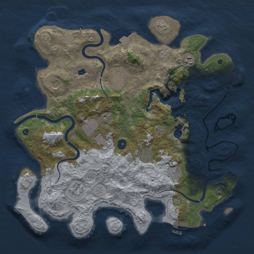 Rust Map: Procedural Map, Size: 4000, Seed: 985881, 14 Monuments