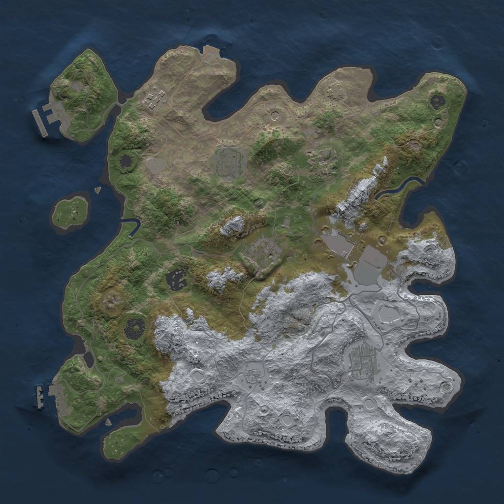 Rust Map: Procedural Map, Size: 3500, Seed: 1034611498, 15 Monuments