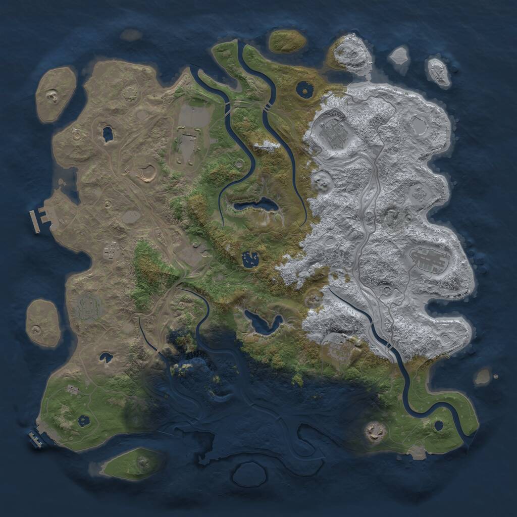 Rust Map: Procedural Map, Size: 4500, Seed: 658915501, 16 Monuments