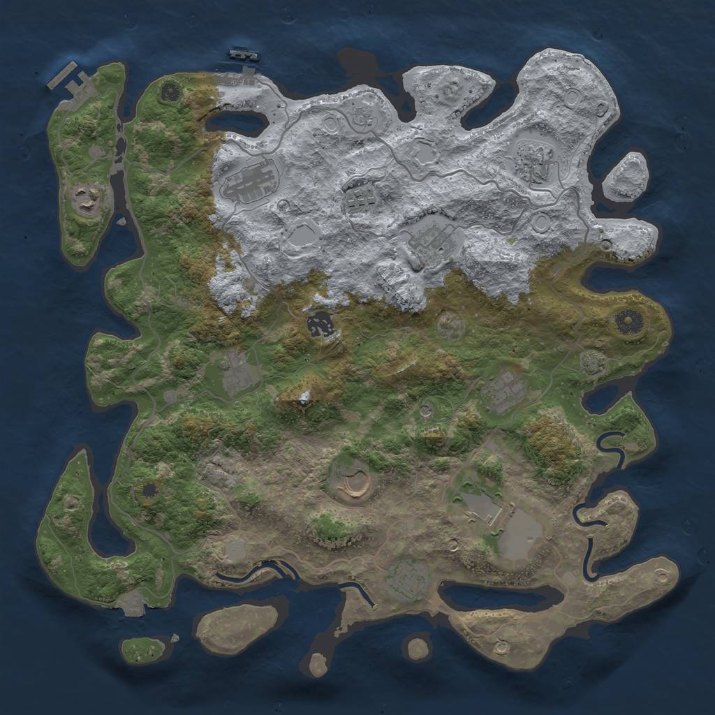 Rust Map: Procedural Map, Size: 4000, Seed: 1100542529, 19 Monuments