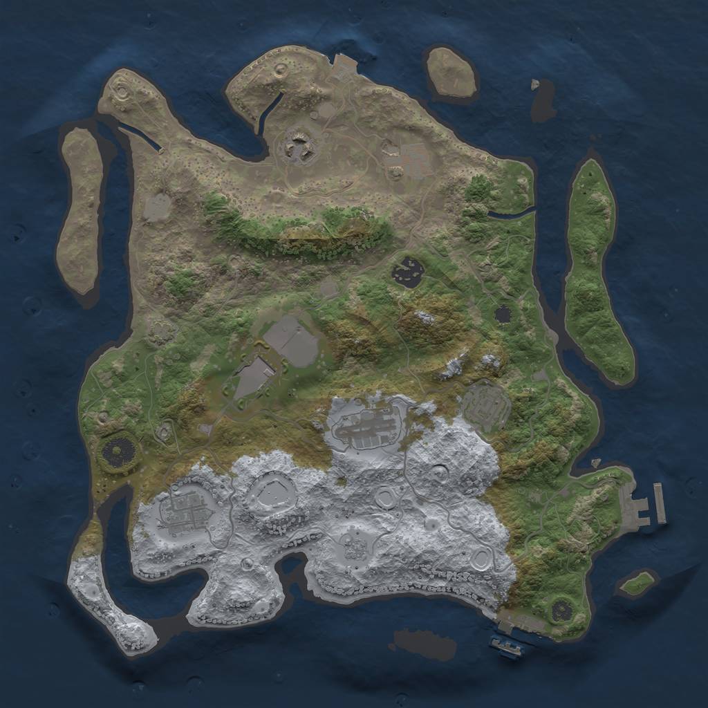 Rust Map: Procedural Map, Size: 3500, Seed: 1564692921, 14 Monuments