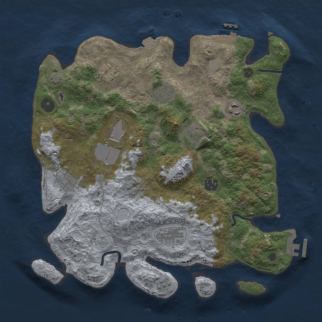 Rust Map: Procedural Map, Size: 3500, Seed: 2116823727, 17 Monuments