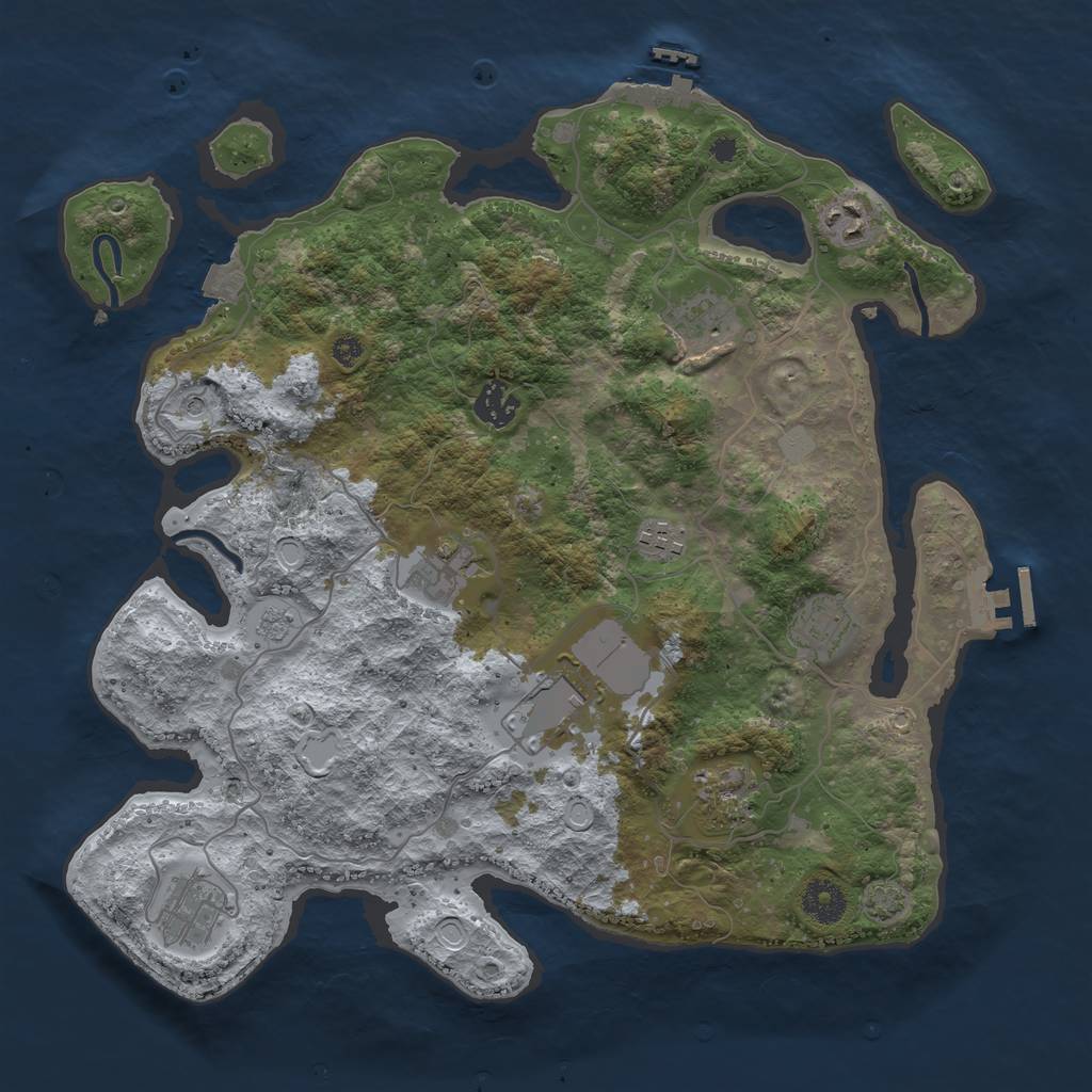 Rust Map: Procedural Map, Size: 3700, Seed: 759190658, 17 Monuments