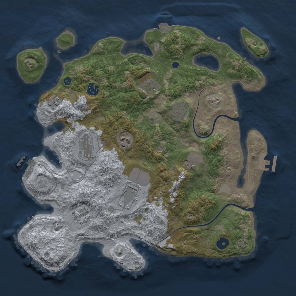 Rust Map: Procedural Map, Size: 3700, Seed: 759190658, 15 Monuments