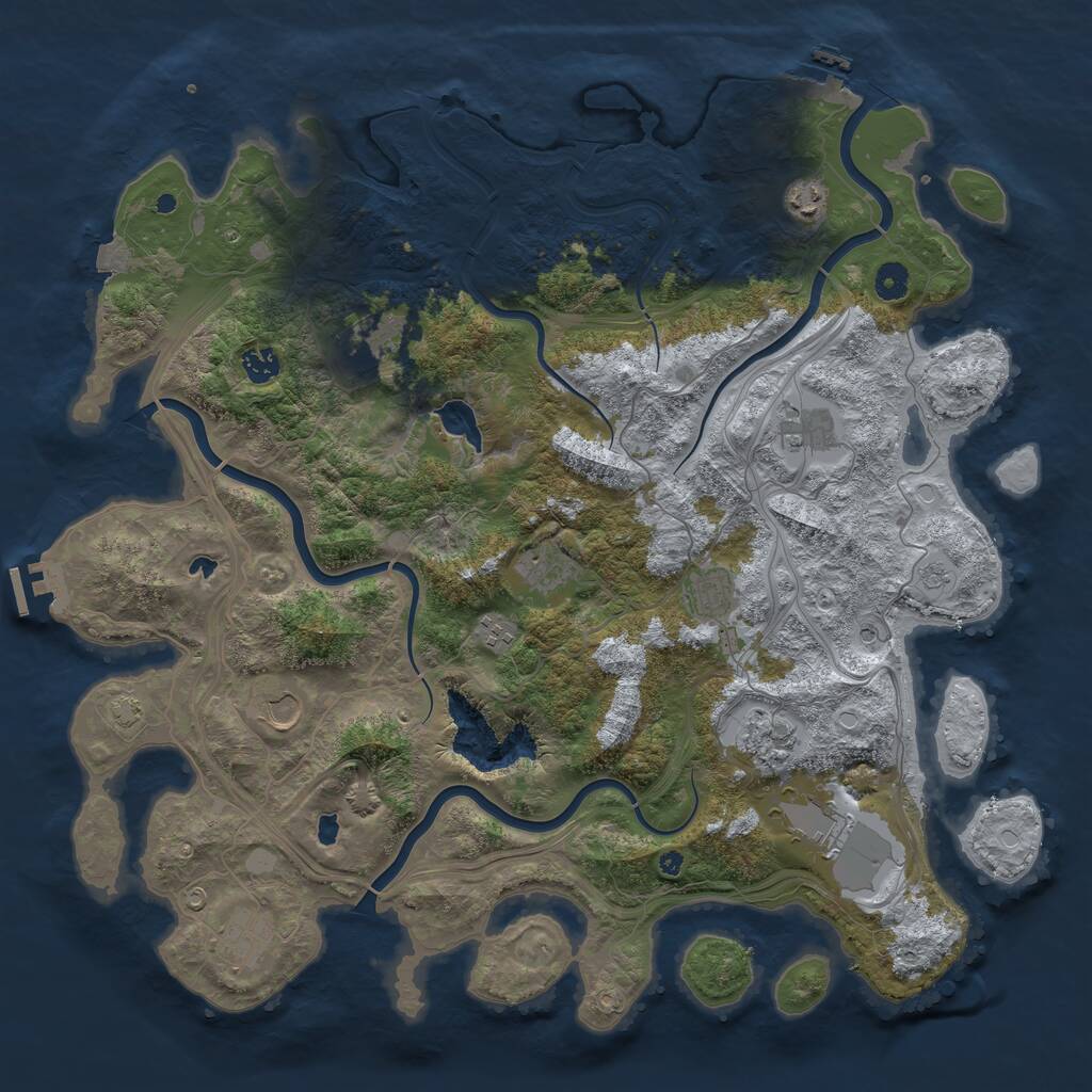Rust Map: Procedural Map, Size: 4500, Seed: 1804966067, 17 Monuments