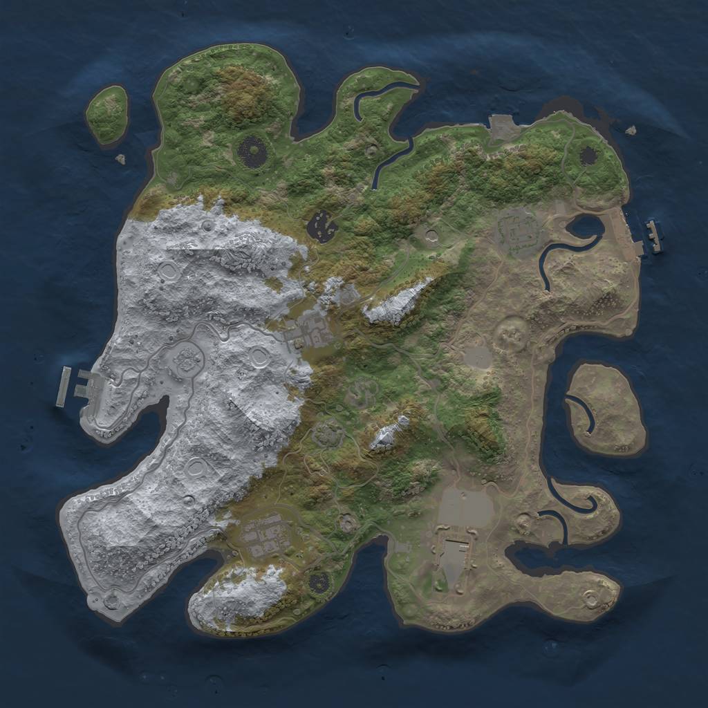 Rust Map: Procedural Map, Size: 3500, Seed: 434534563, 13 Monuments