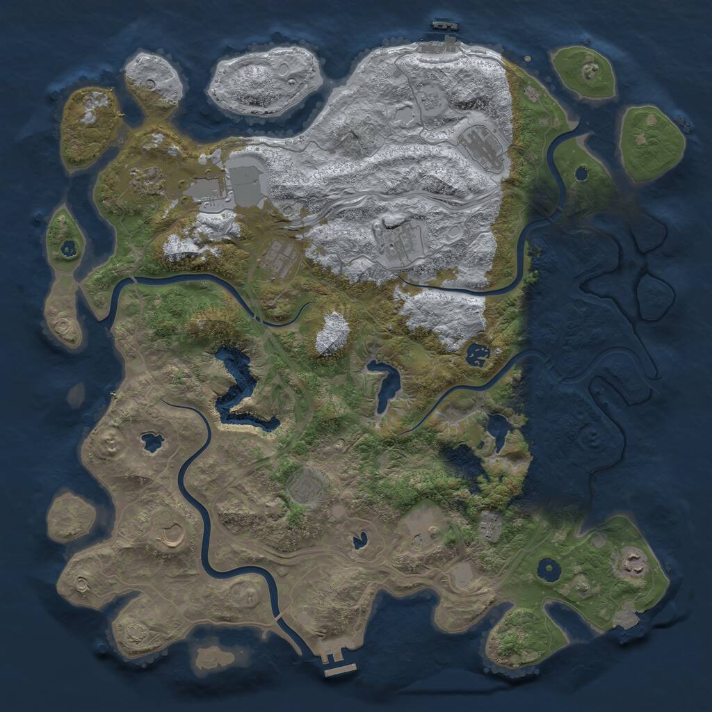 Rust Map: Procedural Map, Size: 4500, Seed: 1142705948, 17 Monuments