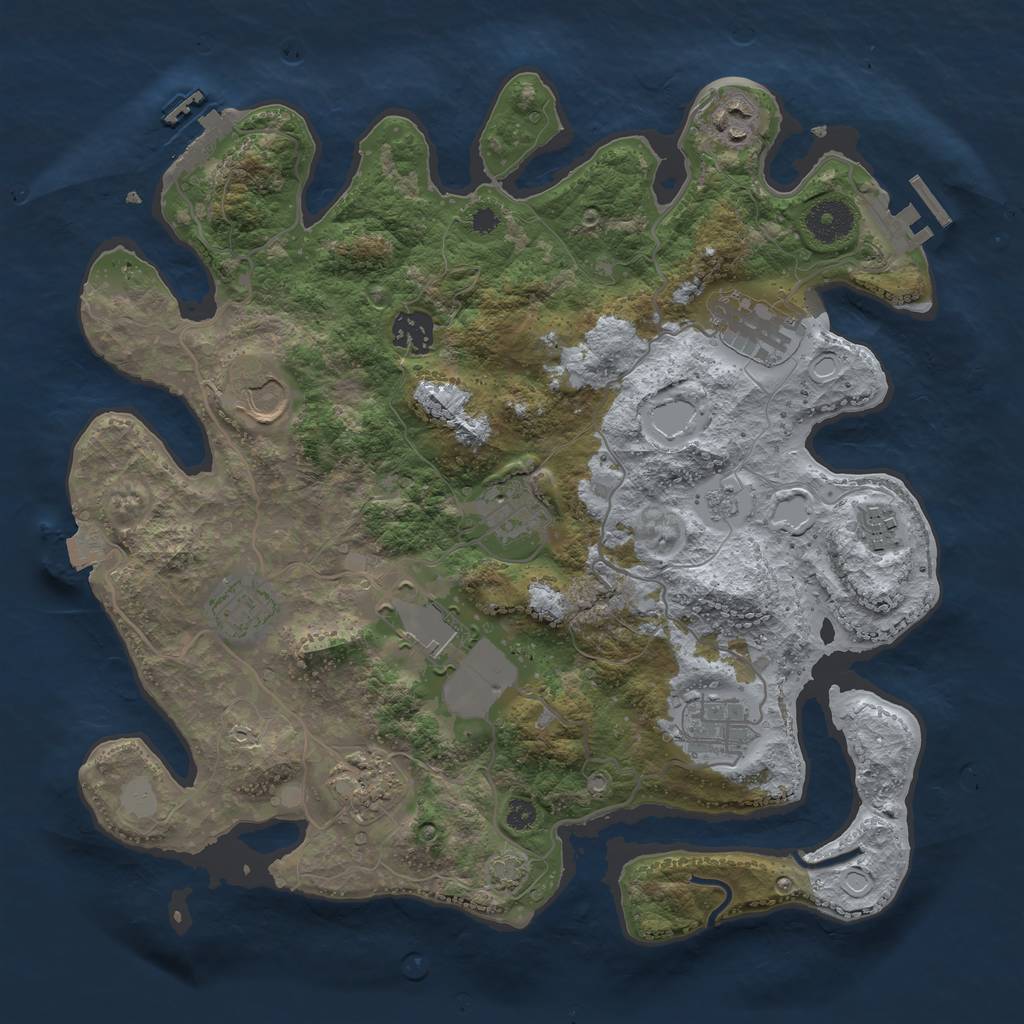 Rust Map: Procedural Map, Size: 3500, Seed: 1893866070, 17 Monuments