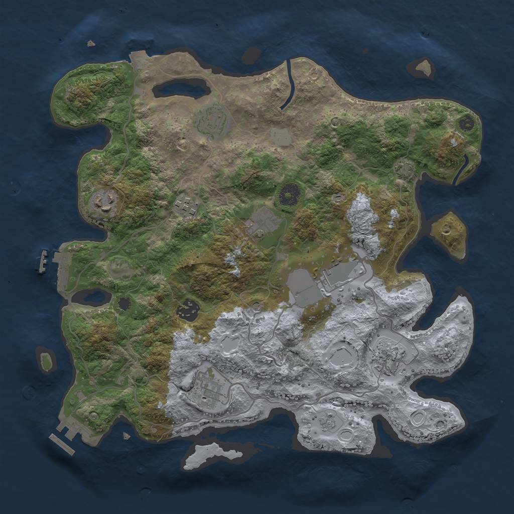 Rust Map: Procedural Map, Size: 3500, Seed: 682731247, 16 Monuments