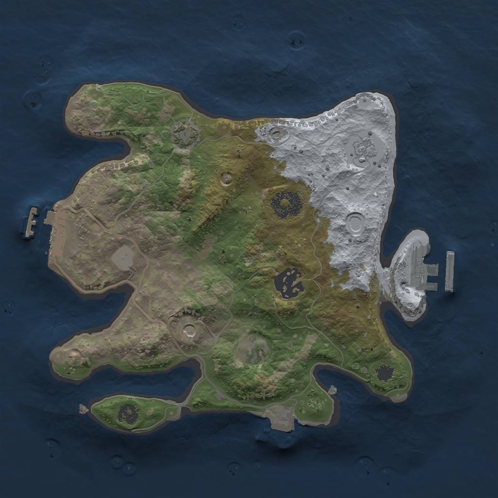 Rust Map: Procedural Map, Size: 2500, Seed: 74329332, 9 Monuments