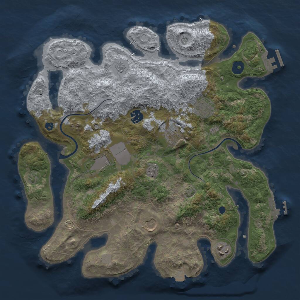 Rust Map: Procedural Map, Size: 3500, Seed: 345301773, 13 Monuments