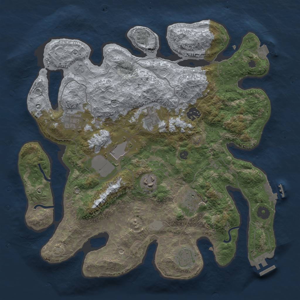 Rust Map: Procedural Map, Size: 3500, Seed: 345301773, 16 Monuments