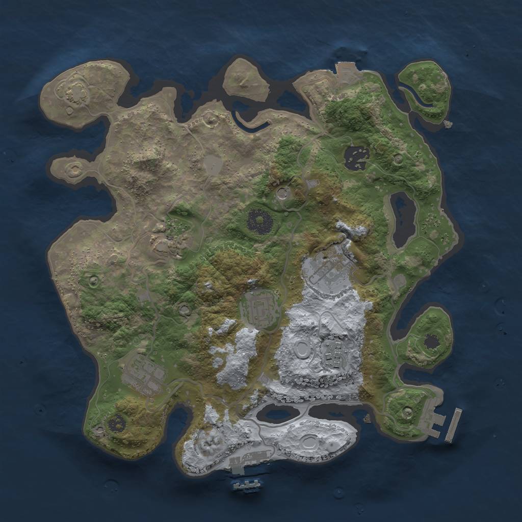 Rust Map: Procedural Map, Size: 3000, Seed: 2026687049, 13 Monuments