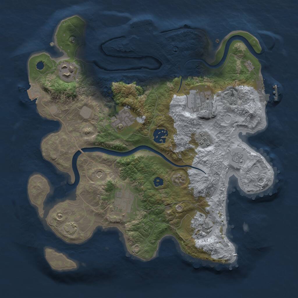 Rust Map: Procedural Map, Size: 3000, Seed: 5411779, 13 Monuments