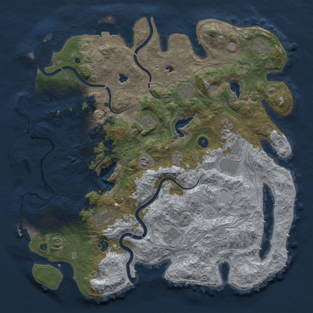 Rust Map: Procedural Map, Size: 4500, Seed: 622234651, 16 Monuments