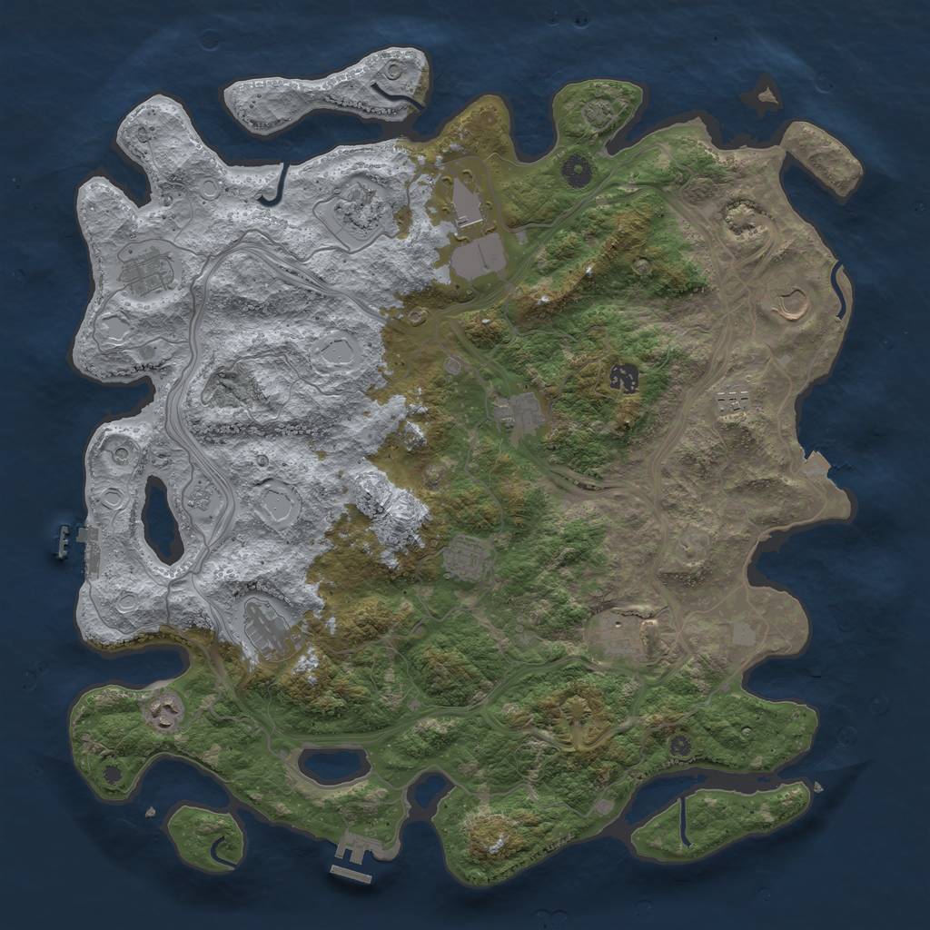 Rust Map: Procedural Map, Size: 4500, Seed: 425964380, 19 Monuments