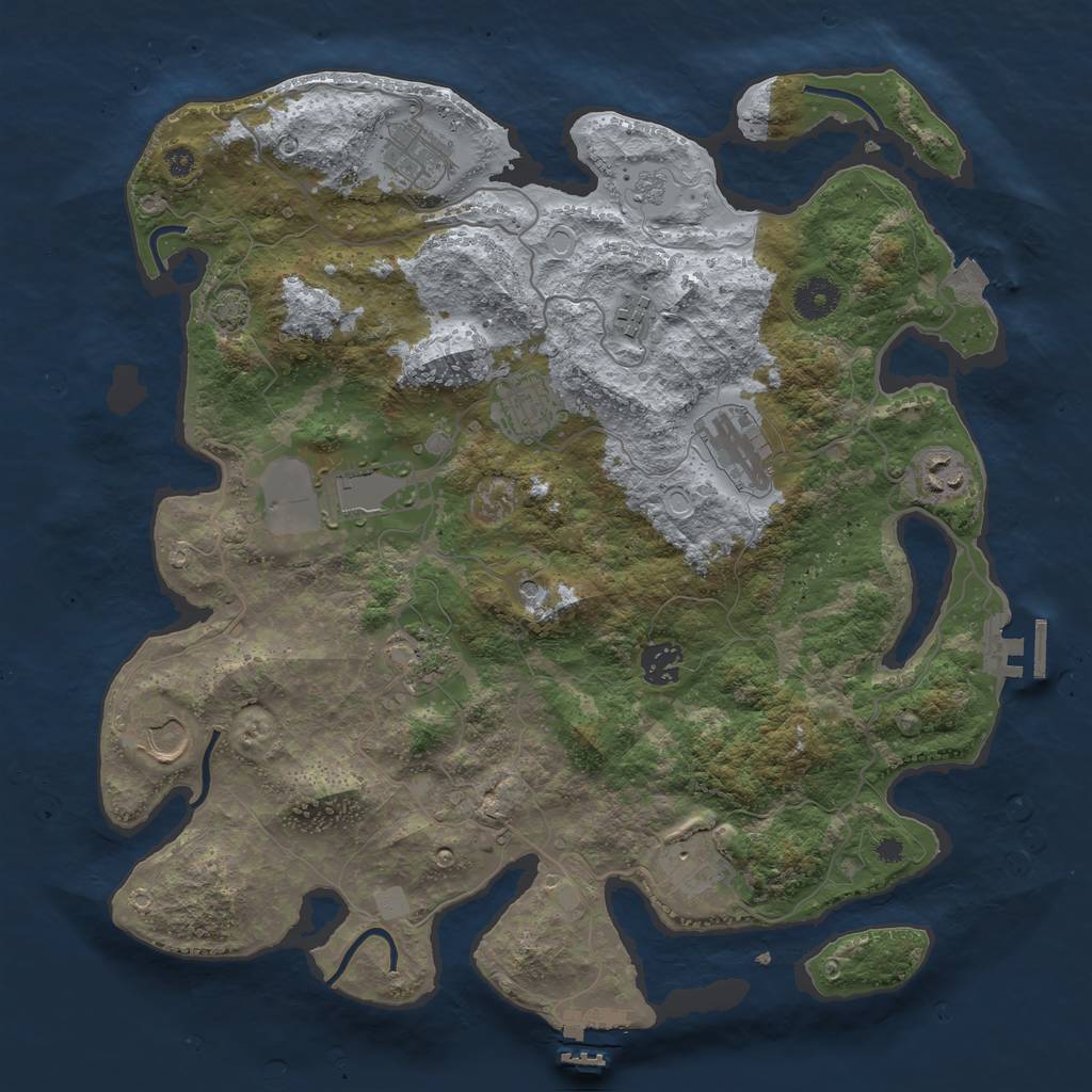 Rust Map: Procedural Map, Size: 3750, Seed: 1231, 18 Monuments