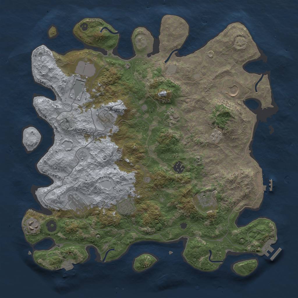 Rust Map: Procedural Map, Size: 4000, Seed: 533549988, 18 Monuments