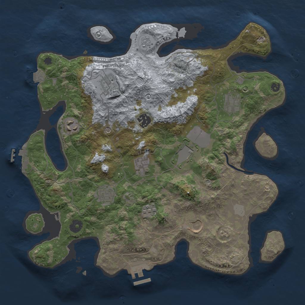 Rust Map: Procedural Map, Size: 3500, Seed: 629031054, 17 Monuments