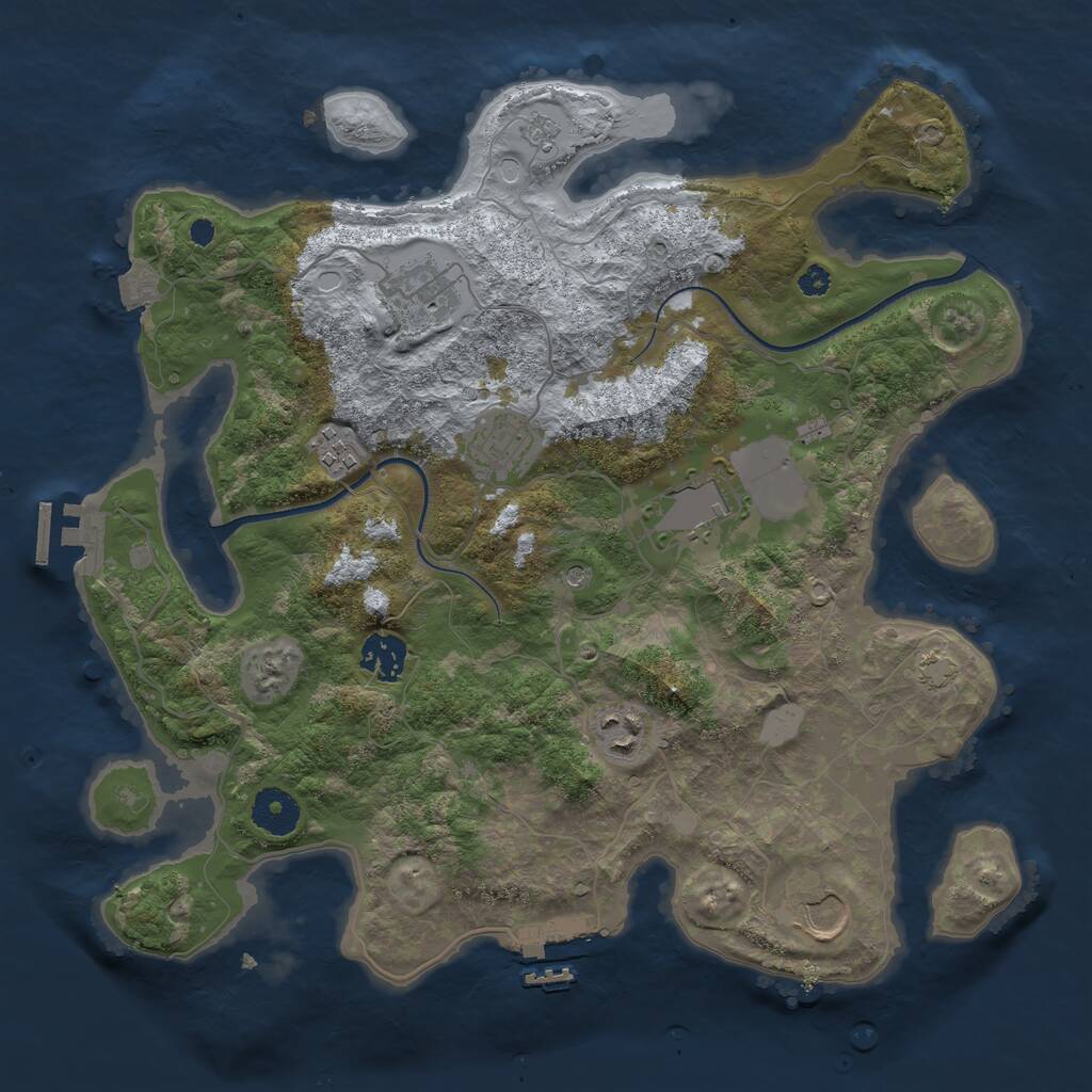 Rust Map: Procedural Map, Size: 3500, Seed: 629031054, 13 Monuments