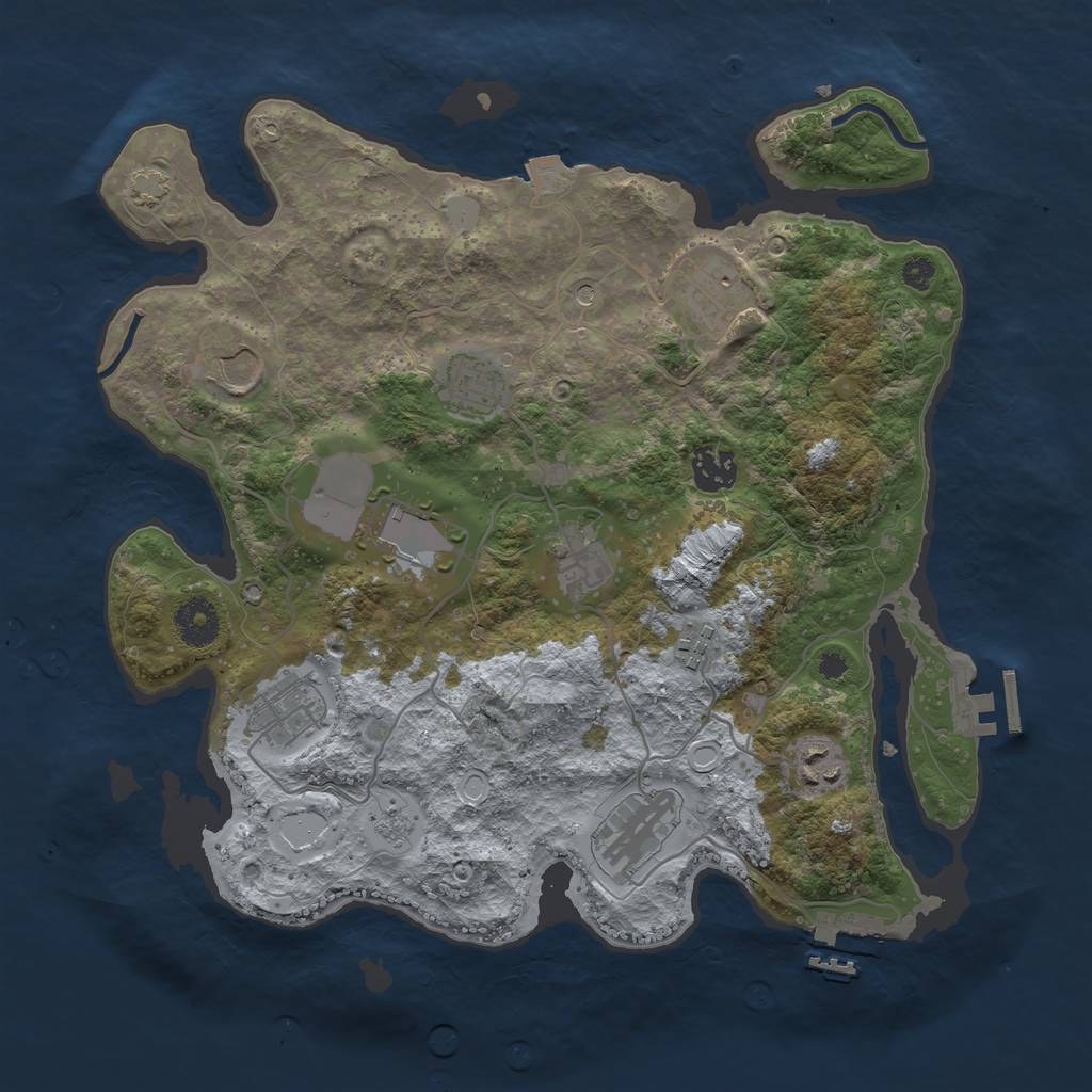 Rust Map: Procedural Map, Size: 3500, Seed: 1475597894, 18 Monuments